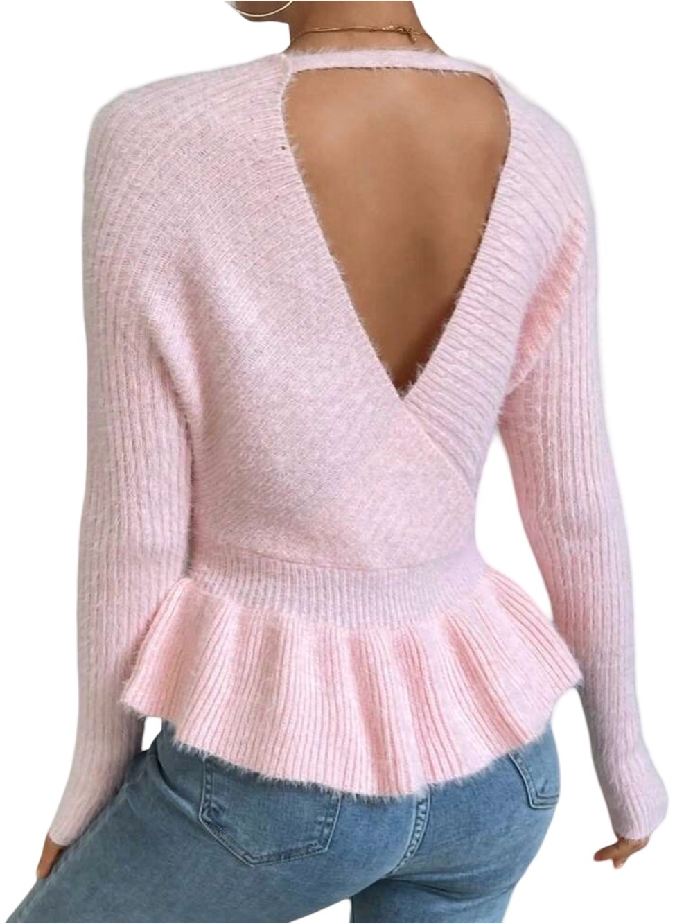 Light Pink Long-Sleeve Pullover Sweater Large Cottage Core - Picture 2 of 5